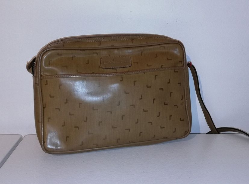 Lancel, circa 1980,Sac, toile siglée, fermeture…