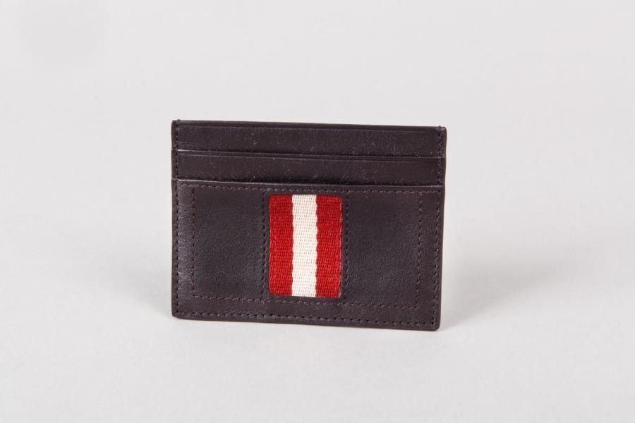 BALLY;Porte cartes en cuir agneau noir,…