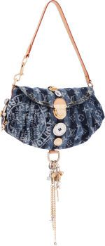 Louis Vuitton Limited Edition Monogram Denim Pleaty Raye Judy Blame.Charms Bag.