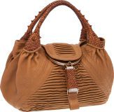 Fendi Beige Leather Spy Bag with Gold Silver Hardware.