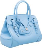 Ralph Lauren Light Blue Leather Small Ricky Bag with Silver.Hardware.