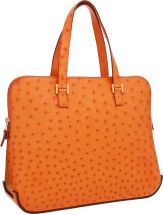 Hermes Tangerine Ostrich Escapade Bag with Gold Hardware.