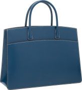 Hermes 40cm Blue Thalassa Calf Box Leather Whitebus Bag with Gold.Hardware.