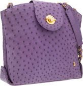 Bally Purple Ostrich Shoulder Bag with Gold Hardware.