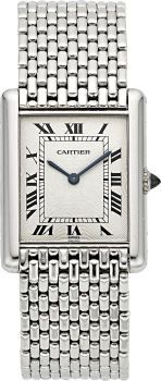 Cartier Tank Mecanique Ref. 1601 Platinum With Cartier 18k White.Gold Bracelet....