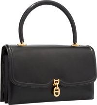 Hermes Black Calf Box Leather Chaine d'Ancre Bag with Gold Hardware.