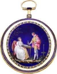 Gregson Paris Very Fine Gold Enamel Verge Fusee, circa 1780....