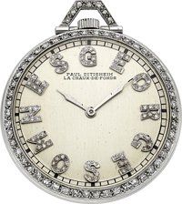 Paul Ditisheim Platinum Diamond Pocket Watch, circa 1920....