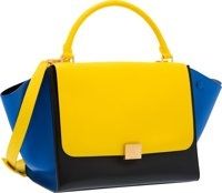 Celine Yellow, Black Blue Leather Trapeze Bag.