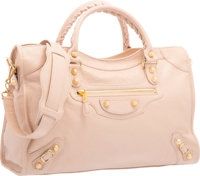 Balenciaga Bois de Rose Pink Lambskin Leather Gold City Bag..Very Good to Excellent Condition. 15 Width x 9.5.Height...