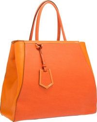Fendi Orange Leather 2Jours Tote Bag with Gold Hardware..Excellent Condition. 15 Width x 13 Height x 5.Depth....