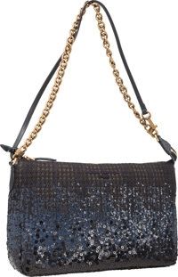 Louis Vuitton Navy Blue Sequin Wool Reverie Pochette Bag..Pristine Condition. 11 Width x 7 Height x 3 Depth....