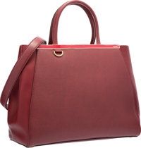 Fendi Red Leather 2 Jours Tote Bag with Gold Hardware. Excellent.Condition. 14 Width x 11 Height x 6 Depth....
