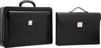 Valextra Black Leather Compasso d'Oro 24 Hour Briefcase Bag..Excellent Condition. 17 Width x 13 Height x 4.Depth...