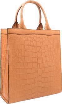 Valextra Matte Beige Alligator Punch Tote Bag. Excellent.Condition. 13 Width x 14 Height x 5 Depth....