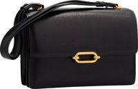 Hermes Black Calf Box Leather Fonsbelle Bag with Gold Hardware..A Square, 1997. Good to Very Good Condition. 9.5...