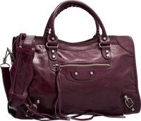 Balenciaga Dark Purple Lambskin Leather Classic City Bag. Very.Good to Excellent Condition. 15 Width x 9.5 Height x...