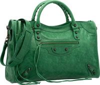 Balenciaga Vert Poker Green Lambskin Leather Classic City Bag..Excellent Condition. 15 Width x 9.5 Height x 5.5.Dep...
