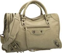 Balenciaga Vert Militaire Green Lambskin Leather Classic City Bag..Excellent Condition. 15 Width x 9.5 Height x.5.5...