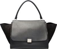 Celine Black Leather Suede Trapeze Bag. Excellent.Condition. 13 Width x 9 Height x 8 Depth....