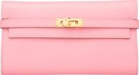 Hermes Rose Confetti Epsom Leather Kelly Long Wallet with Gold.Hardware. R Square, 2014. Pristine Condition. 8 Width x.4....