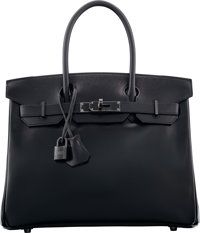 Hermes Limited Edition 30cm So Black Calf Box Leather Birkin Bag.with PVD Hardware. O Square, 2011. Pristine.Condition...