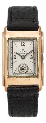 Rolex Ref. 2417 Early Gold Rectangular Wristwatch, circa 1929....