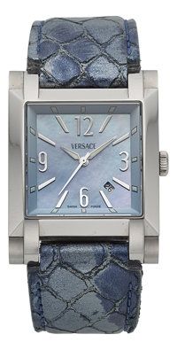 Versace Steel Wristwatch With Blue Mother-Of-Pearl Dial....