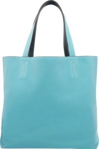 Hermes Blue Atoll Clemence Colvert Evergrain Leather Double.Sens PM Reversible Tote Bag. T, 2015. Excellent to.Prist...