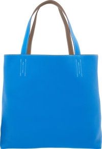 Hermes Blue Hydra Etoupe Clemence Leather Double Sens GM.Reversible Tote Bag. X, 2016. Excellent to Pristine.Conditi...