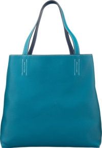 Hermes Blue Izmir Blue Saphir Clemence Leather Double Sens GM.Reversible Tote Bag. R Square, 2014. Excellent to.Pristine...