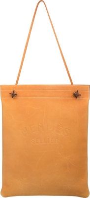 Hermes Natural Barenia Leather Aline TGM Bag with Gold Hardware..Circa 1960's. Very Good Condition. 13 Width x 17 Height...