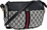 Gucci Vintage Classic Monogram Shoulder Bag with Signature Red.Blue Stripe....