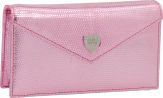 Lana Marks Pink Metallic Lizard Small Concord Clutch....