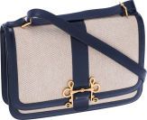 Hermes Toile Navy Calf Box Leather Sac Sologne III Shoulder.Bag....