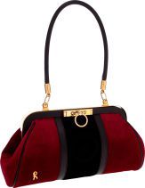 Roberta di Camerino Red Black Velvet Top Handle Bag....