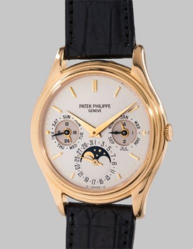 Patek Philippe Follow;Ref. 3941;A fine and very rare yellow gold perpetual calendar wristwatch with leap year indicator, moonphases, 24 hours, glazed caseback and original certificate