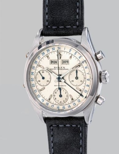 Rolex Follow;Ref. 6236;A very fine and rare stainless steel triple calendar chronograph wristwatch
