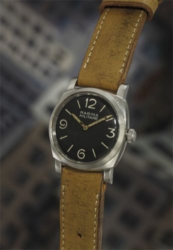 Panerai Follow;Ref. 6152-1;A very rare, oversized, and attractive stainless steel diver’s wristwatch with black dial made for the Italian Navy.