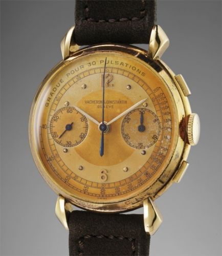 Vacheron Constantin Follow;Ref. 4178;A striking and rare yellow gold chronograph wristwatch with two-tone champagne and honey dial and pulsometer scale