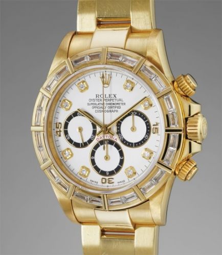 Rolex Follow;Ref. 16568;A rare and attractive yellow gold and diamond-set chronograph wristwatch with bracelet