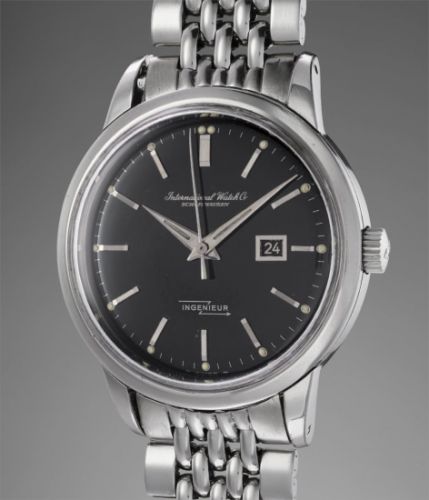 IWC Follow;Ref. 666 AD;A rare and highly attractive stainless steel anti-magnetic wristwatch with center seconds, date, black lacquer dial and bracelet