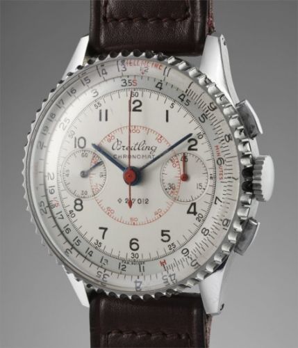 Breitling Follow;Ref. 769;A rare and exceptionally well-preserved stainless steel chronograph wristwatch with two-tone dial and instruction manual