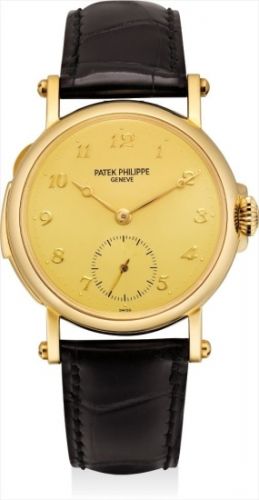 Patek Philippe Follow;Ref. 5029;An extremely fine, rare and elegant gold automatic limited edition minute repeating wristwatch with officier-style case, champagne dial, box and guarantee