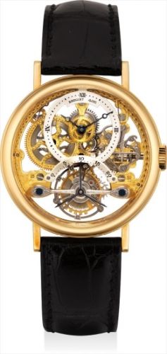 Breguet Follow;Ref. 3355;A fine gold skeletonised tourbillon wristwatch