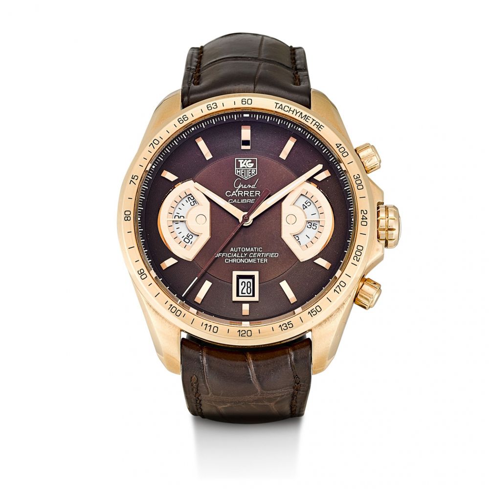 TAG HEUER | GRAND CARRERA, REFERENCE CAV514C, A LIMITED EDITION PINK GOLD CHRONOGRAPH WRISTWATCH WITH DATE, CIRCA 2014