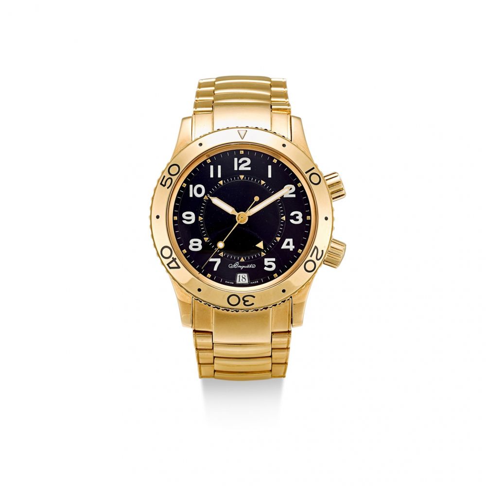 BREGUET | TYPE XX, REFERENCE 3860 A YELLOW GOLD WRISTWATCH WITH DATE, ALARM AND BRACELET, CIRCA 2000