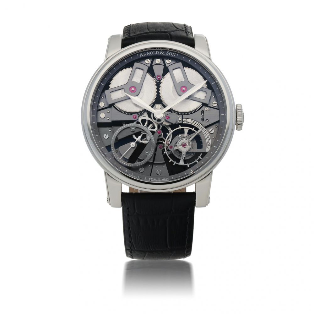ARNOLD SON | TB88 TRUE BEAT, REF 1TBAS.B01A.C113S STAINLESS STEEL DUAL BARREL WRISTWATCH WITH DEAD BEAT SECONDS MADE IN 2016