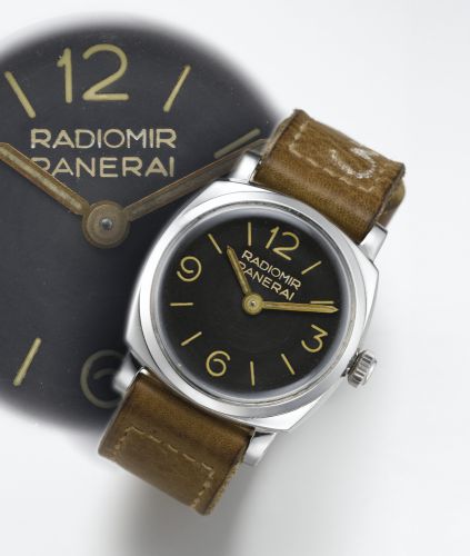 Rolex / Panerai A VERY RARE STAINLESS STEEL CUSHION-FORM MILITARY DIVER'S WRISTWATCH REF 6154 RADIOMIR MADE FOR THE EGYPTIAN NAVY IN 1954 WITH A LATER REF 6152/1 CASEBACK