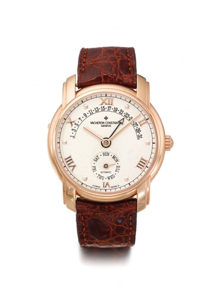 VACHERON CONSTANTIN | REF 47245/2 PATRIMONY, A PINK GOLD AUTOMATIC WRISTWATCH WITH DAY AND RETROGRADE DATE CIRCA 2000